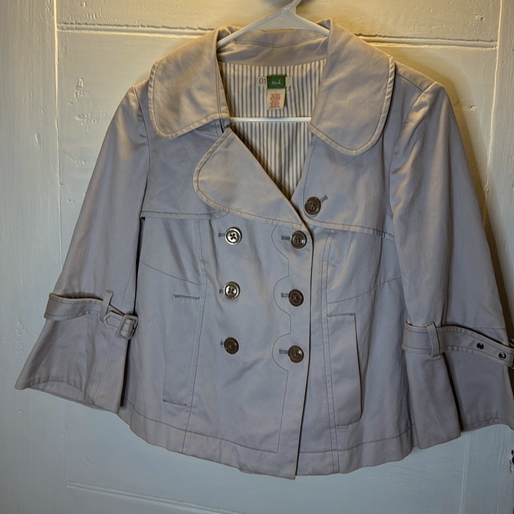 Anthropologie Ett Twa Womens Lined Beige Trench Coat Womens Size 4